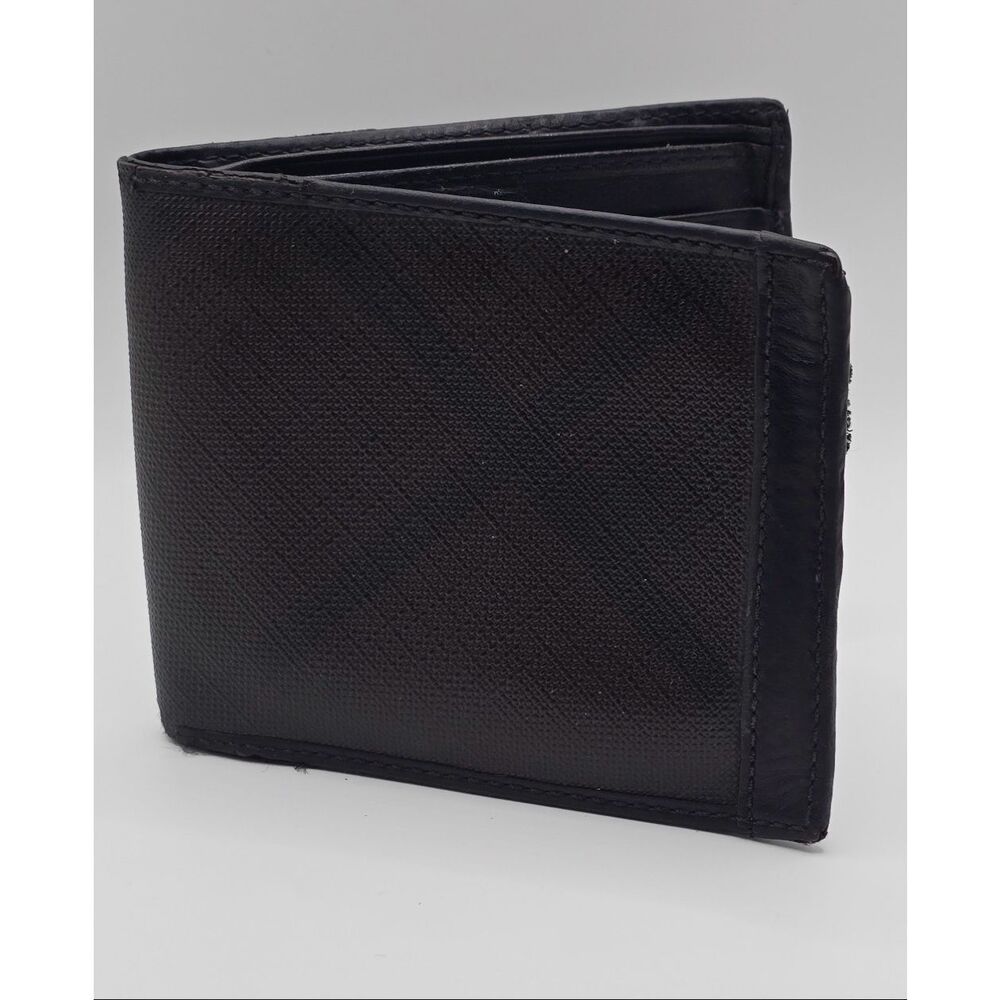 Burberry Men's Bifold Cardholder Wallet Black Brown Subtle Nova Check Plaid Luxe